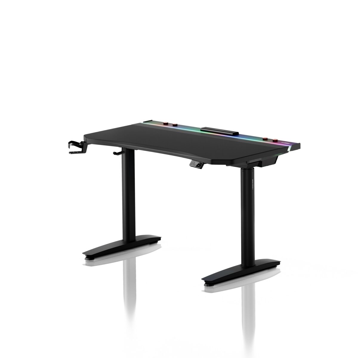 Biurko gamingowe elektryczne RGB, z uchwytami, czarne: Diablo X-Forge 1200 | Meble DUO 2370 x forge 1200 czarny odbicie 02 1