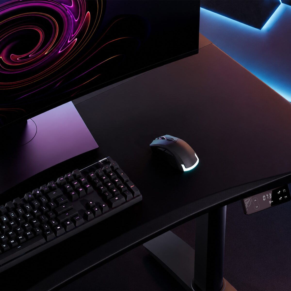 Biurko gamingowe elektryczne RGB, z uchwytami, czarne: Diablo X-Forge 1200 | Meble DUO 2370 x forge 1200 czarny wiz 02