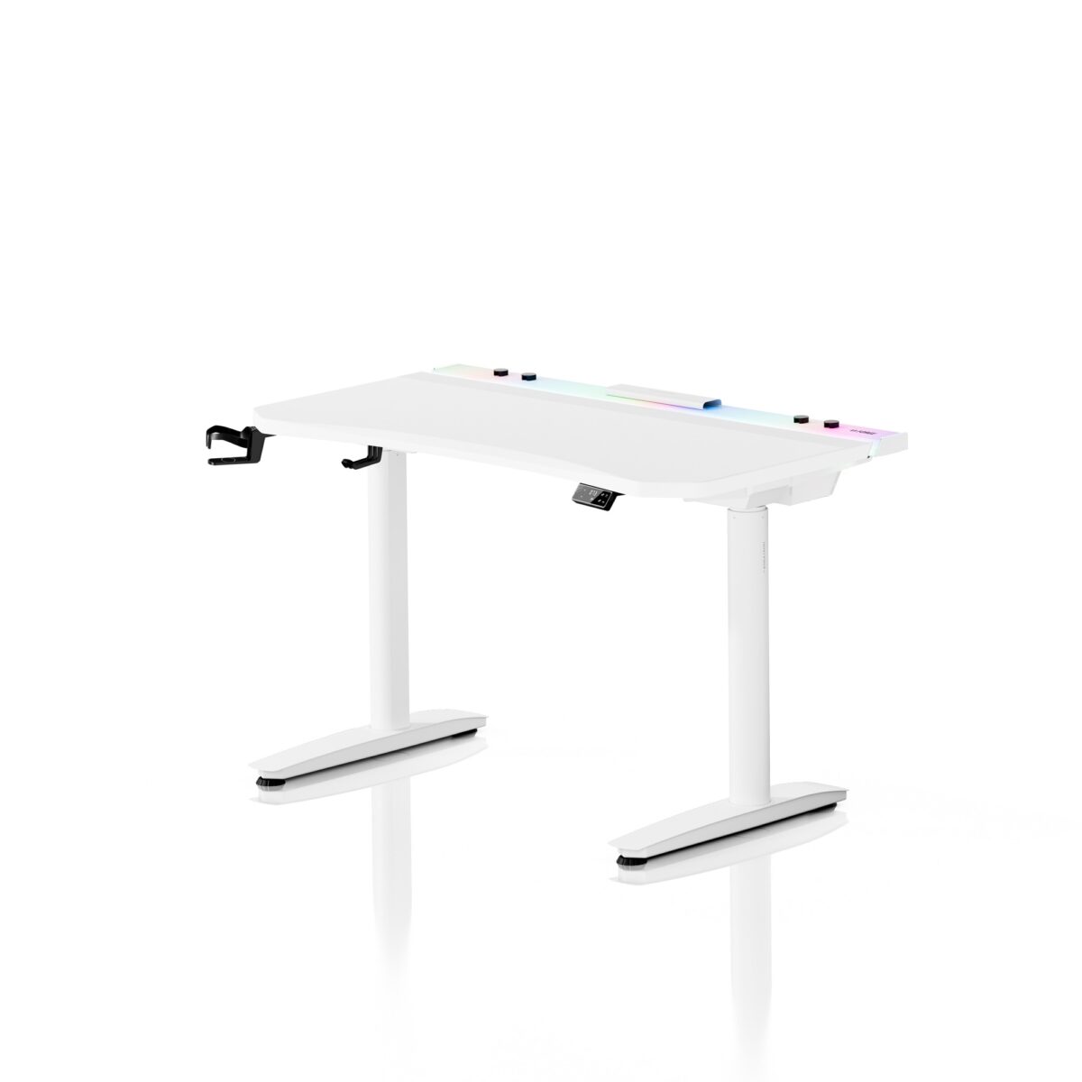 Biurko gamingowe elektryczne RGB, z uchwytami, białe: Diablo X-Forge 1200 | Meble DUO 2371 x forge 1200 bialy odbicie 02