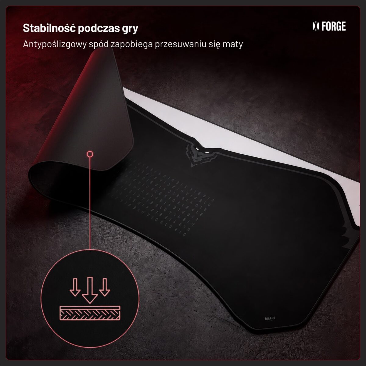 Podkładka gamingowa na biurko ochronna, duża czarno-szara, 120×52 cm: Diablo X-Forge Black Nightwolf Moon | Meble DUO 2430 x forge mata 1200 black nightwolf moon pl 05