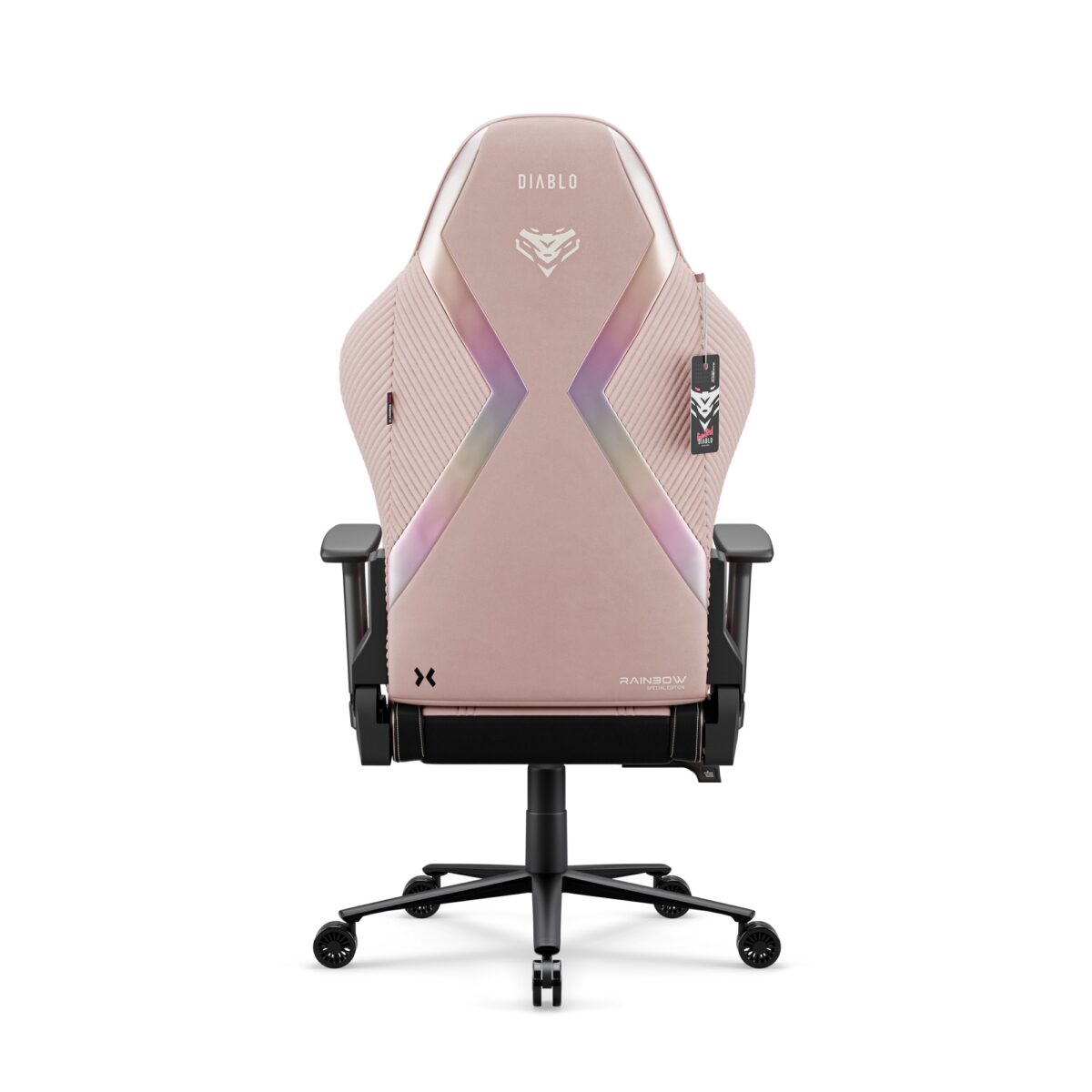 Fotel gamingowy materiałowy różowy Normal Size: Diablo X-Horn 2.0 Rainbow Pink | Meble DUO 2651 x horn 2.0 normal rainbow pink 03 1