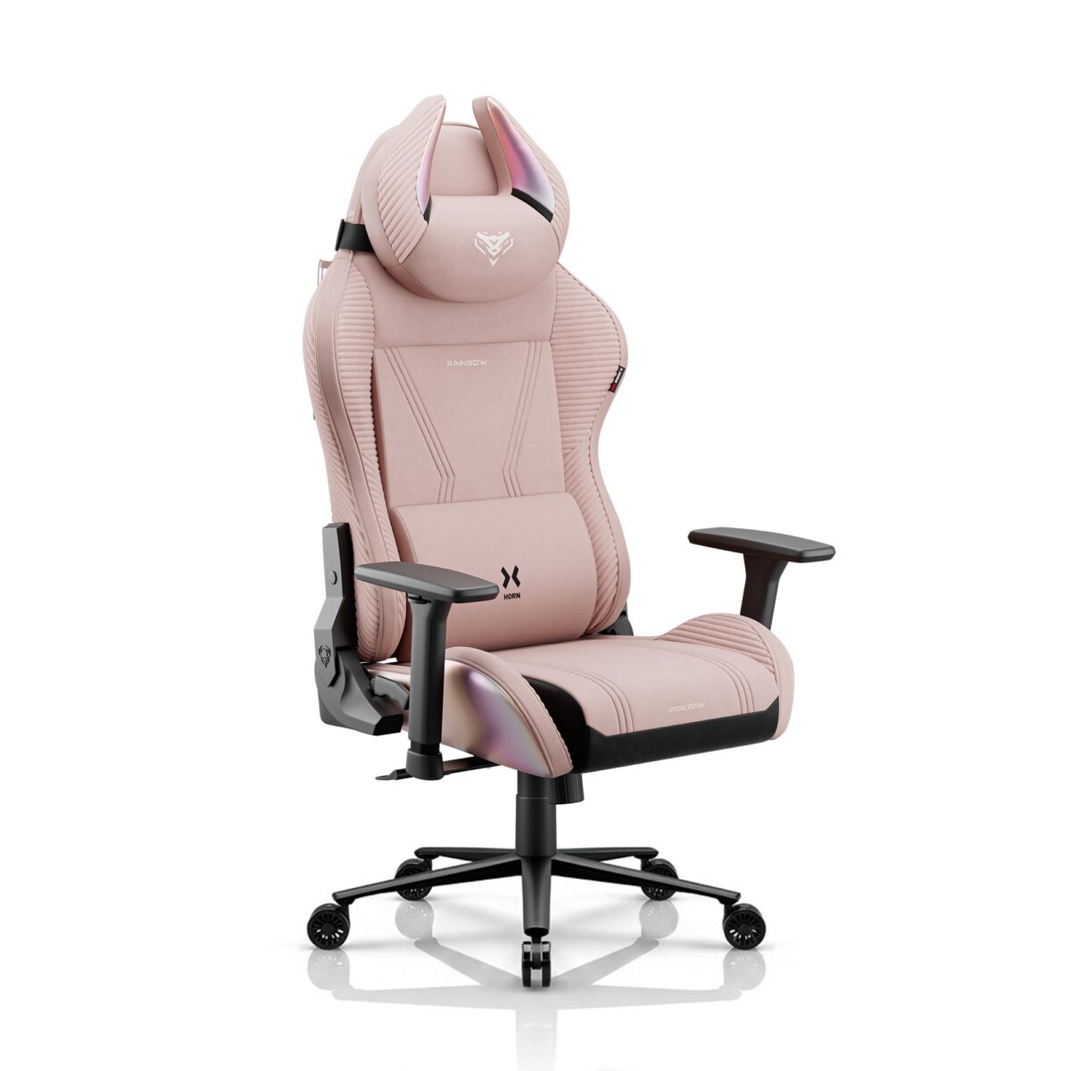 Fotel gamingowy materiałowy różowy Normal Size: Diablo X-Horn 2.0 Rainbow Pink | Meble DUO 2651 x horn 2.0 normal rainbow pink odbicie 01
