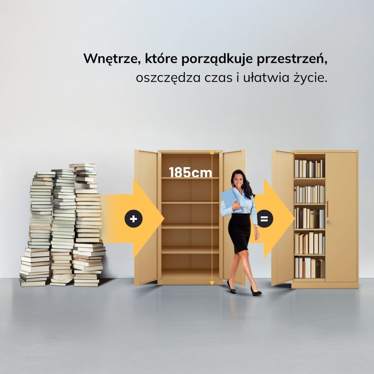 Szafa biurowa na dokumenty z 4 półkami beżowa, 900x1850x400 mm: JAN Fresh Style | Meble DUO 2d24 20