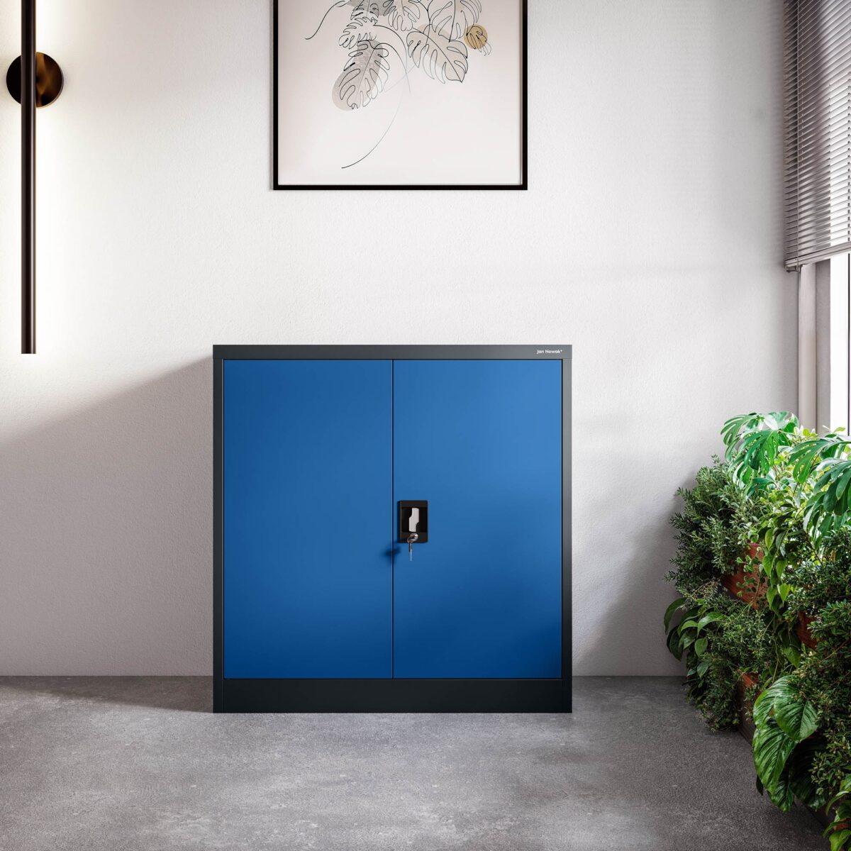 Szafka na akta osobowe, niska, antracytowo-niebieska, 900x930x400 mm: BEATA | Meble DUO BEATA anthracite blue wiz 1d24