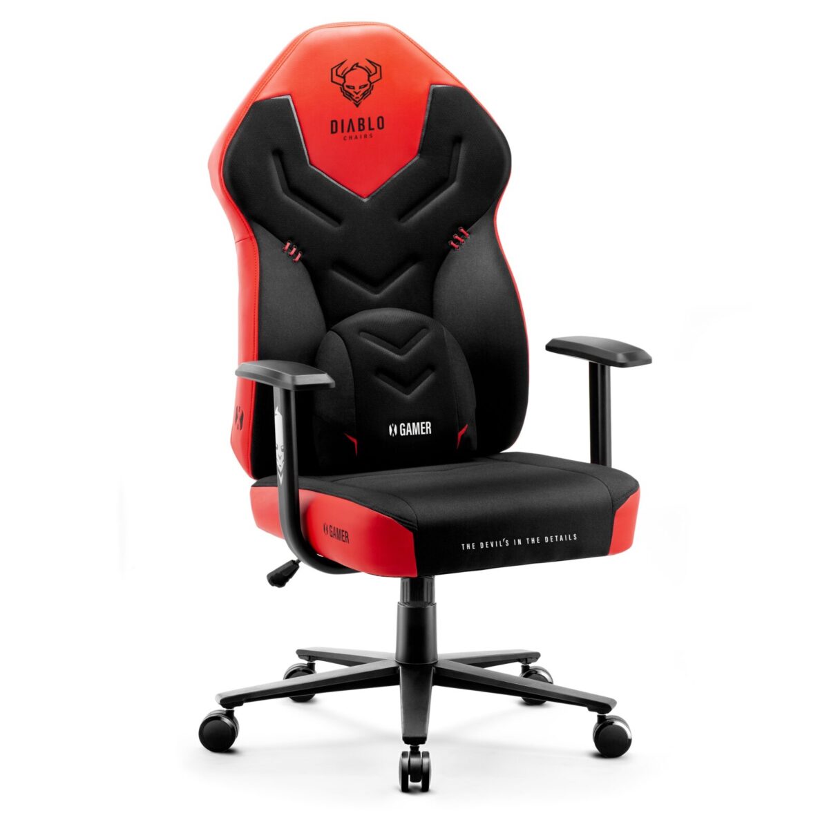 Fotel gamingowy ekoskóra Normal Size, czerwono-czarny: Diablo X-Gamer 2.0 Deep Red | Meble DUO Gamer czerwony 010d24d24