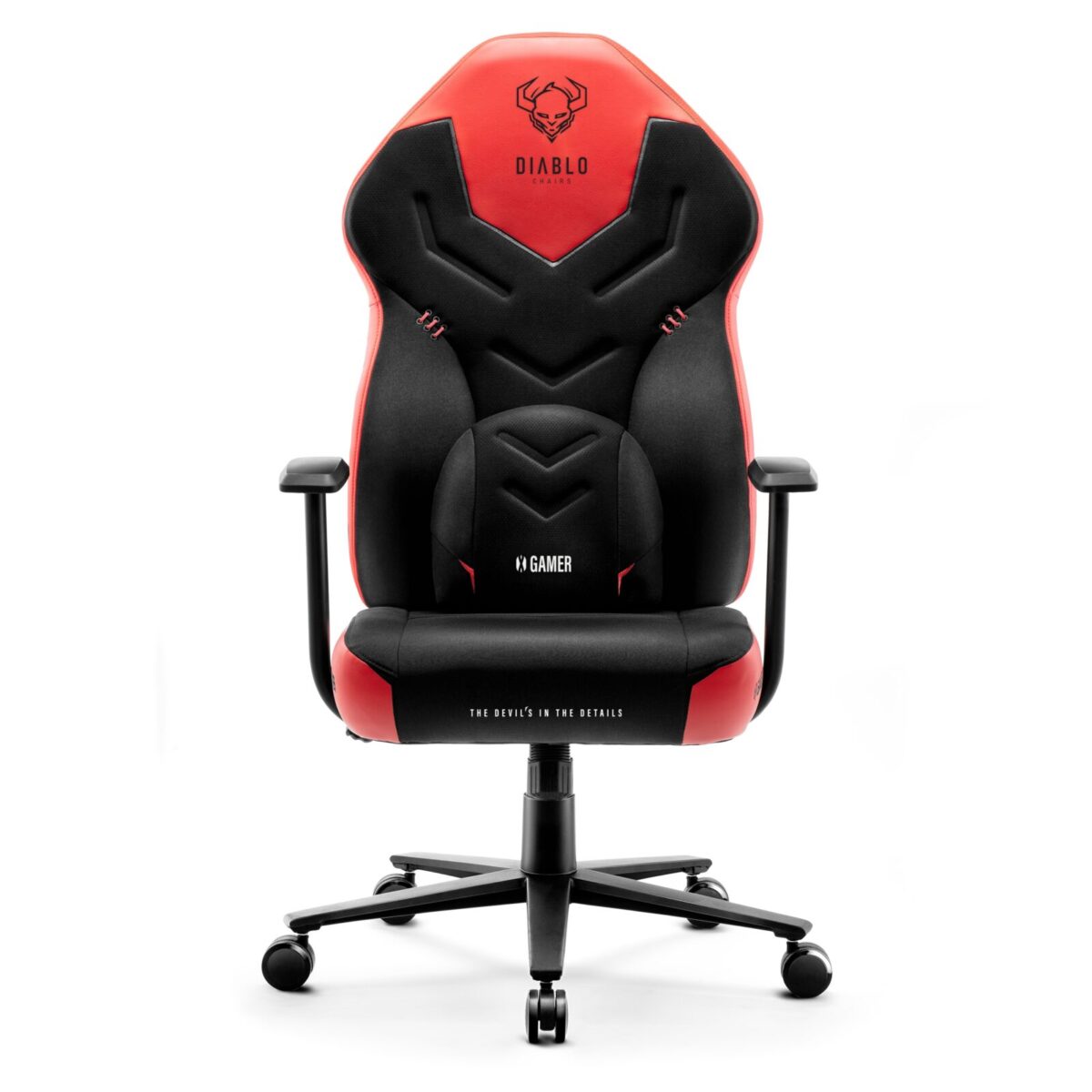Fotel gamingowy ekoskóra Normal Size, czerwono-czarny: Diablo X-Gamer 2.0 Deep Red | Meble DUO Gamer czerwony 020d24d24