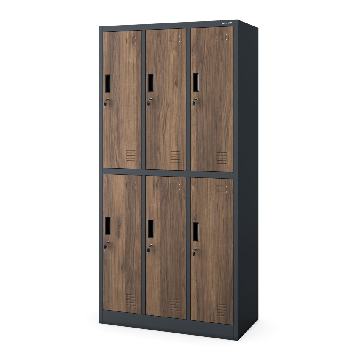 Szafa socjalna ubraniowa 6-drzwiowa antracytowa/orzech, 900x1850x450 mm: IGOR Eco Design | Meble DUO IGOR anthracite walnut side closedd24