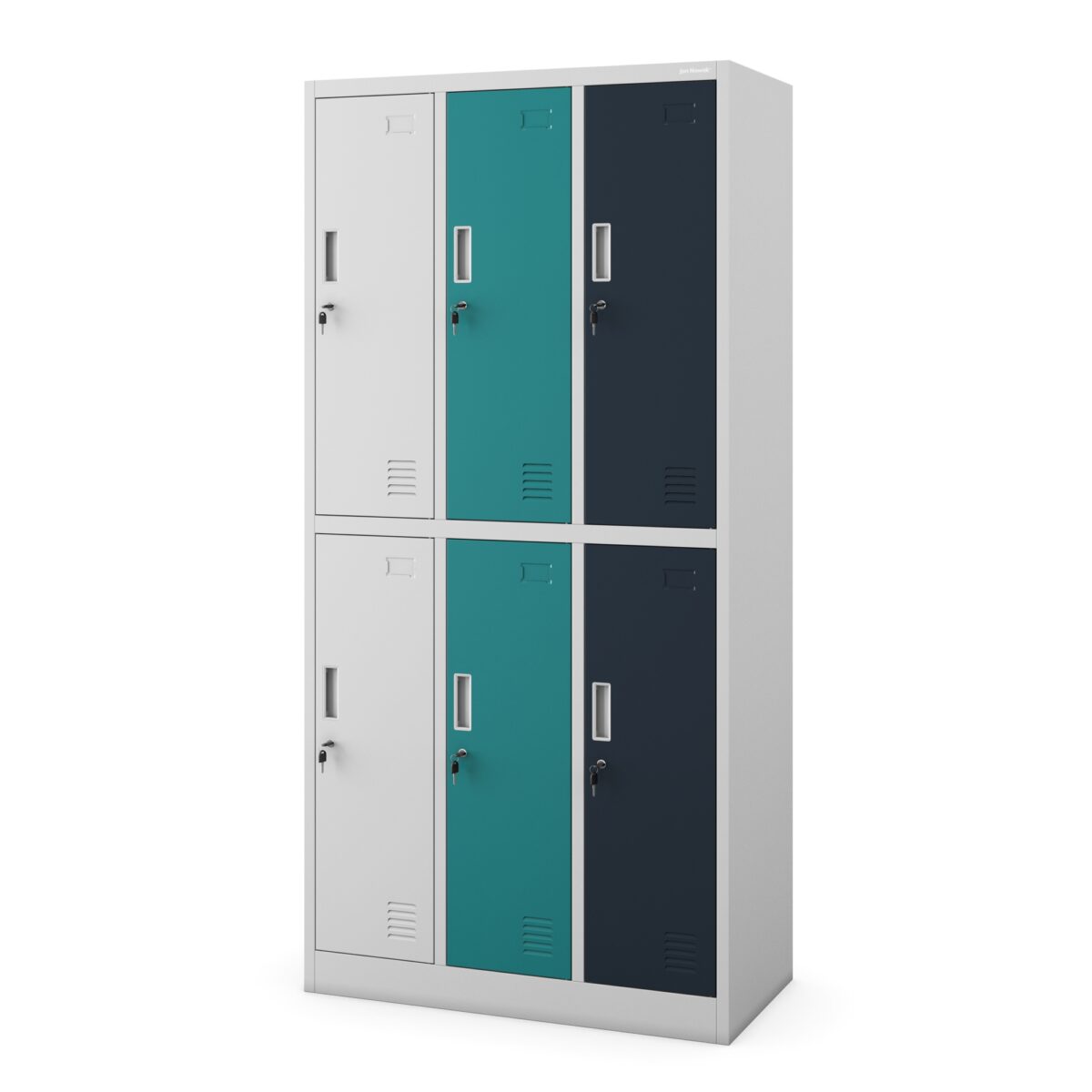 Szafka socjalna ubraniowa 6-drzwiowa szaro-wielokolorowa, 900x1850x450 mm: IGOR | Meble DUO IGOR grey multicolor side closedd24
