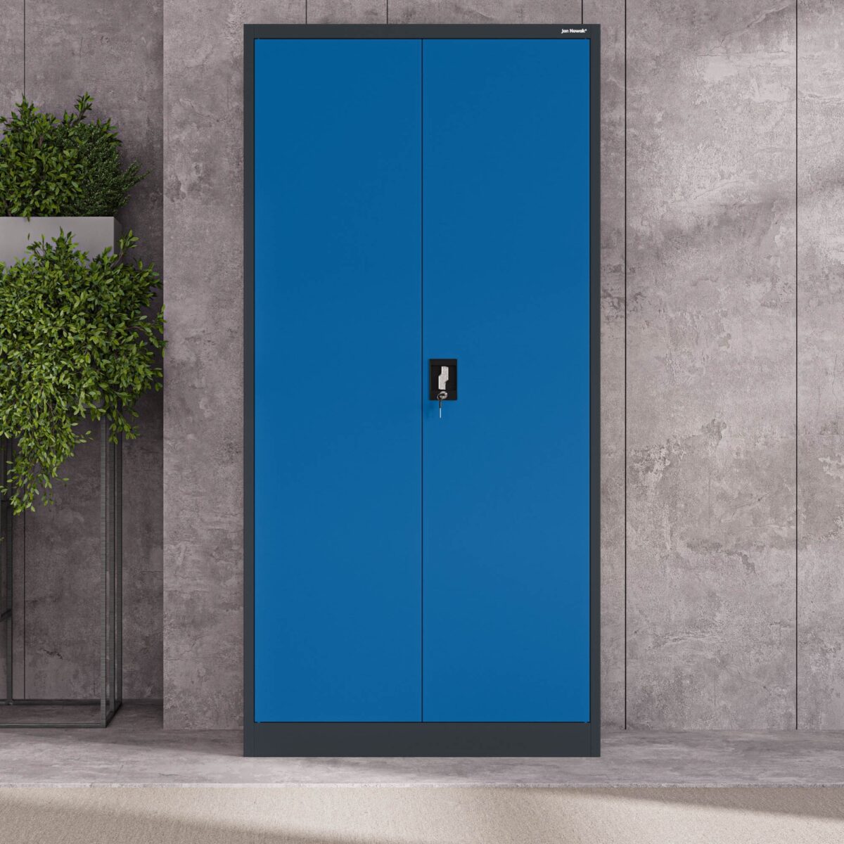 Szafa biurowa na dokumenty z 4 półkami antracytowo-niebieska, 900x1850x400 mm: JAN | Meble DUO JAN anthracite blue wiz 1d24