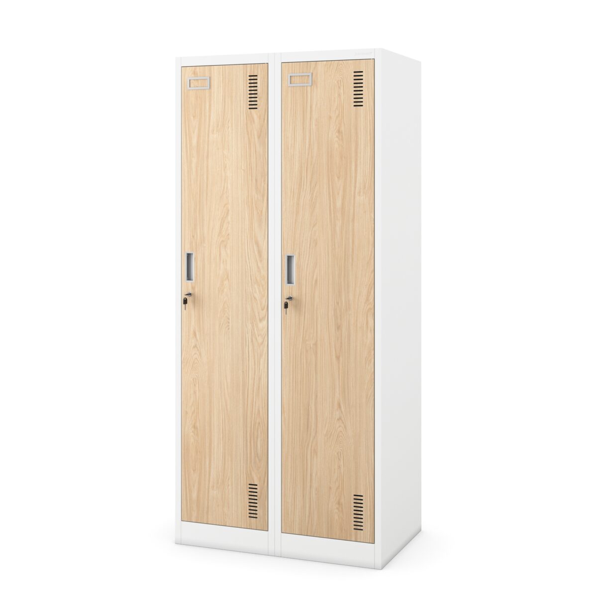 Szafka ubraniowa pracownicza czterokomorowa biała/dąb sonoma, 800x1800x500 mm: KACPER Eco Design | Meble DUO KACPER white oak sonoma side closedd24