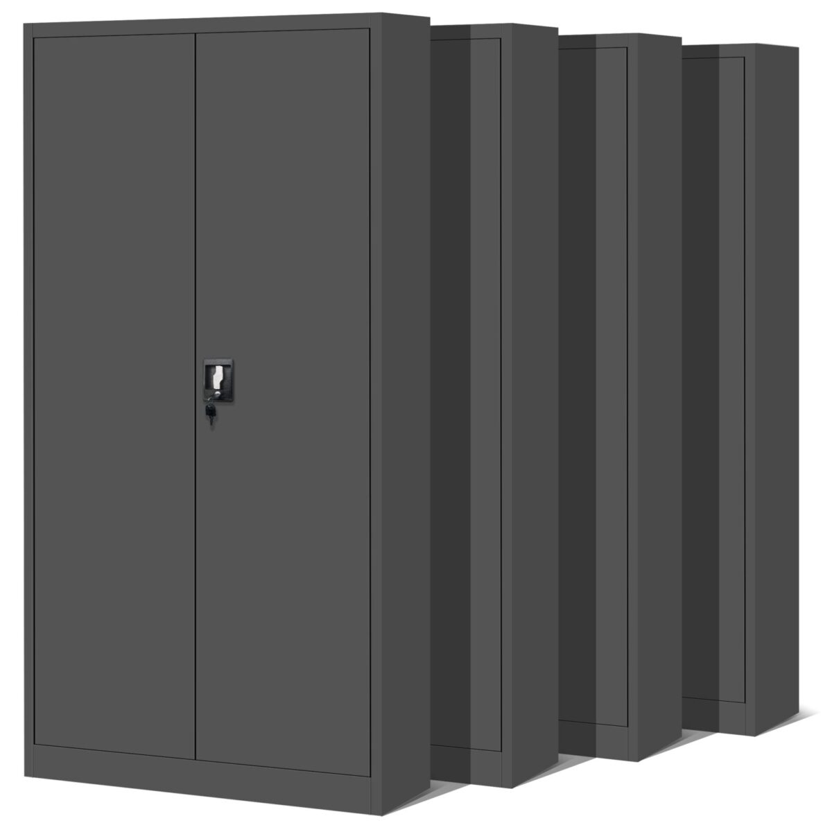 Zestaw 4x szafa biurowa metalowa na akta antracytowa, 900x1850x400 mm: JAN | Meble DUO PELNA 4 SET antracytd24