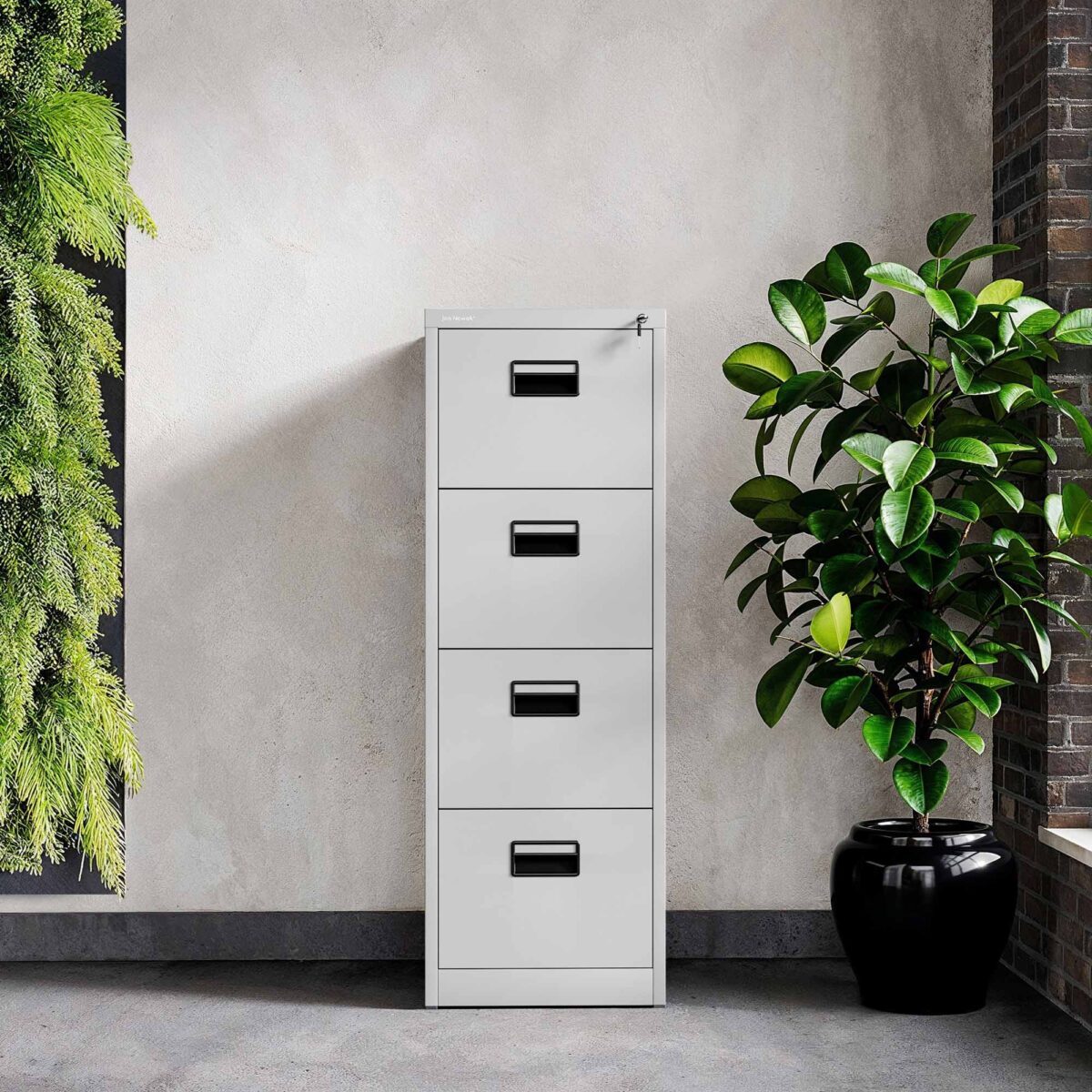 Szafa kartotekowa metalowa z 4 szufladami szara, 460x1320x620 mm: SARA | Meble DUO SARA v4 grey wiz 3d24