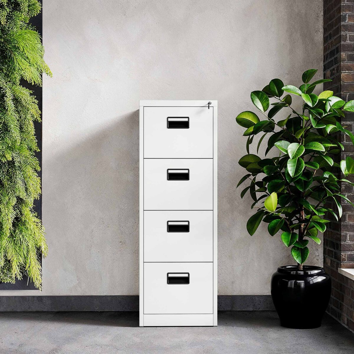 Szafa kartotekowa metalowa z 4 szufladami biała, 460x1320x620 mm: SARA | Meble DUO SARA v4 white wiz 3d24