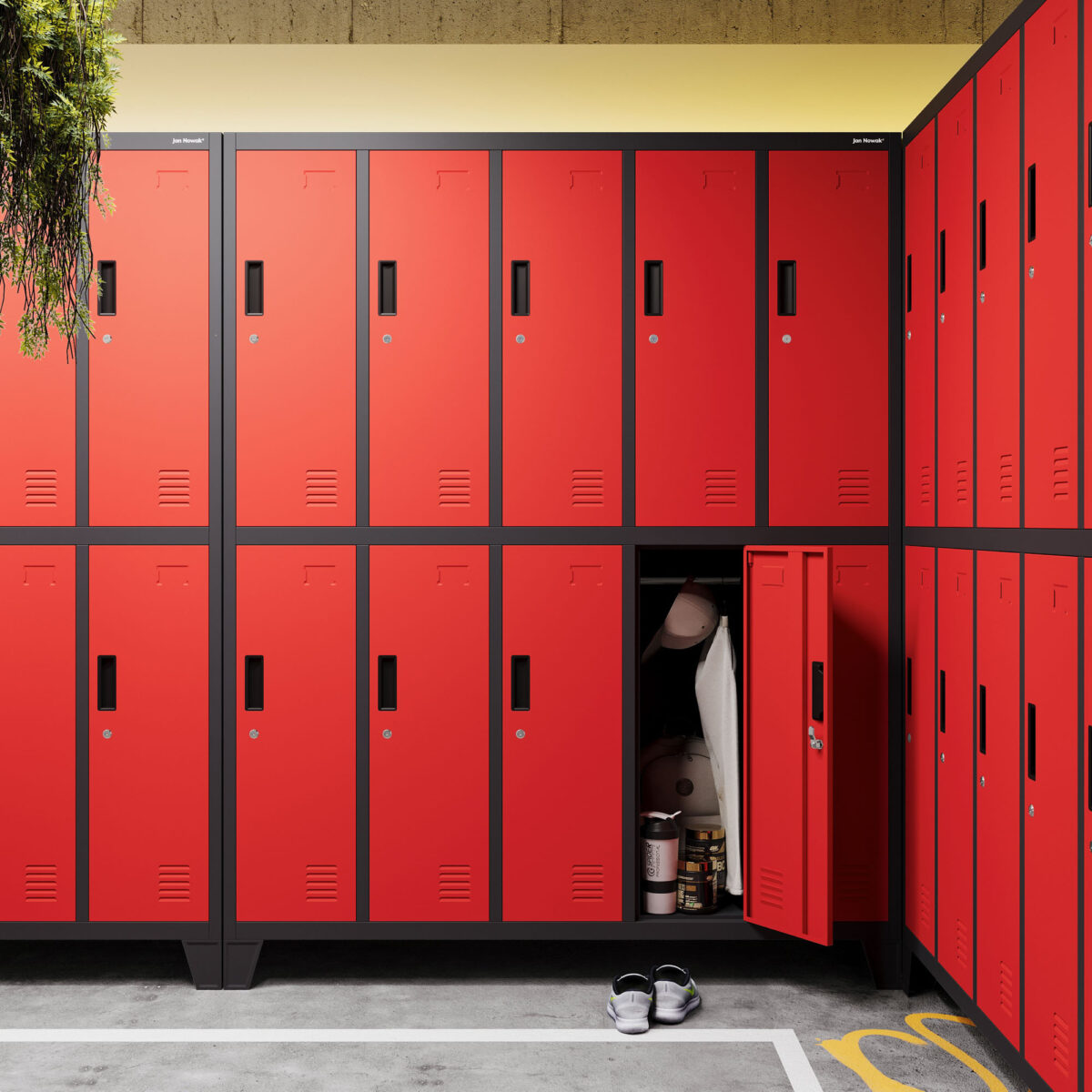 Szafa socjalna ubraniowa 10-drzwiowa antracytowo-czerwona, 1360x1720x450 mm: BARTEK | Meble DUO bartek anthracite red wiz 3