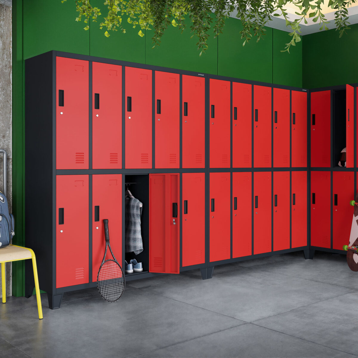 Szafa socjalna ubraniowa 10-drzwiowa antracytowo-czerwona, 1360x1720x450 mm: BARTEK | Meble DUO bartek anthracite red wiz 5 1
