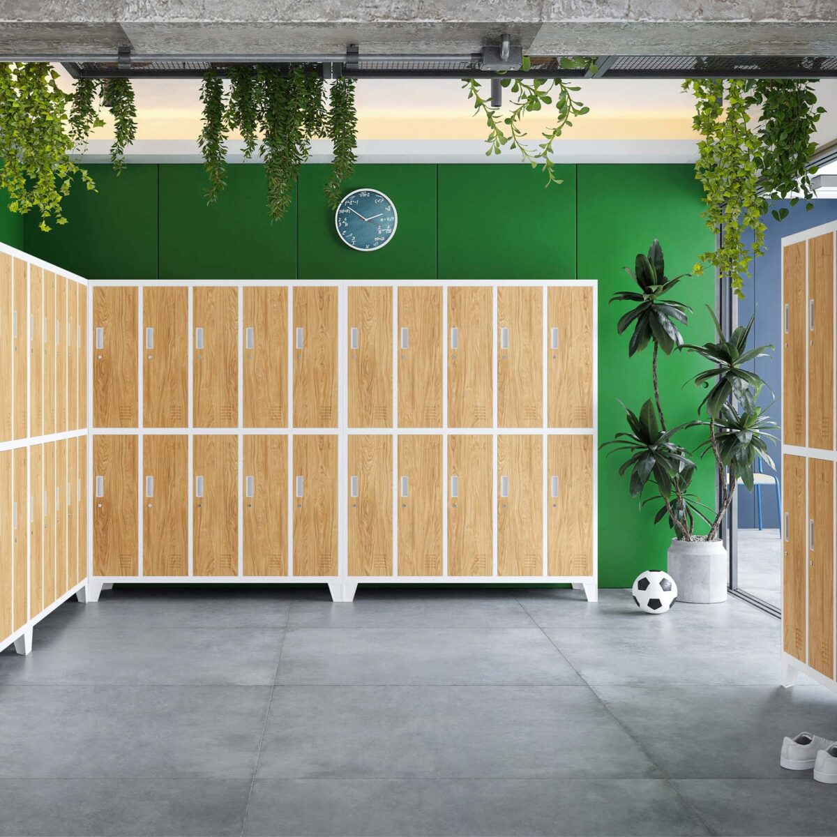 Szafa socjalna ubraniowa 10-drzwiowa biała/złoty dąb, 1360x1720x450 mm: BARTEK Eco Design | Meble DUO bartek bialy zloty dab wiz 6