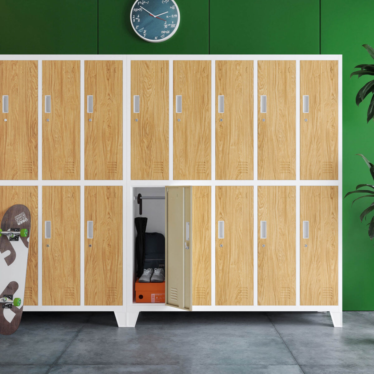 Szafa socjalna ubraniowa 10-drzwiowa biała/złoty dąb, 1360x1720x450 mm: BARTEK Eco Design | Meble DUO bartek bialy zloty dab wiz 7