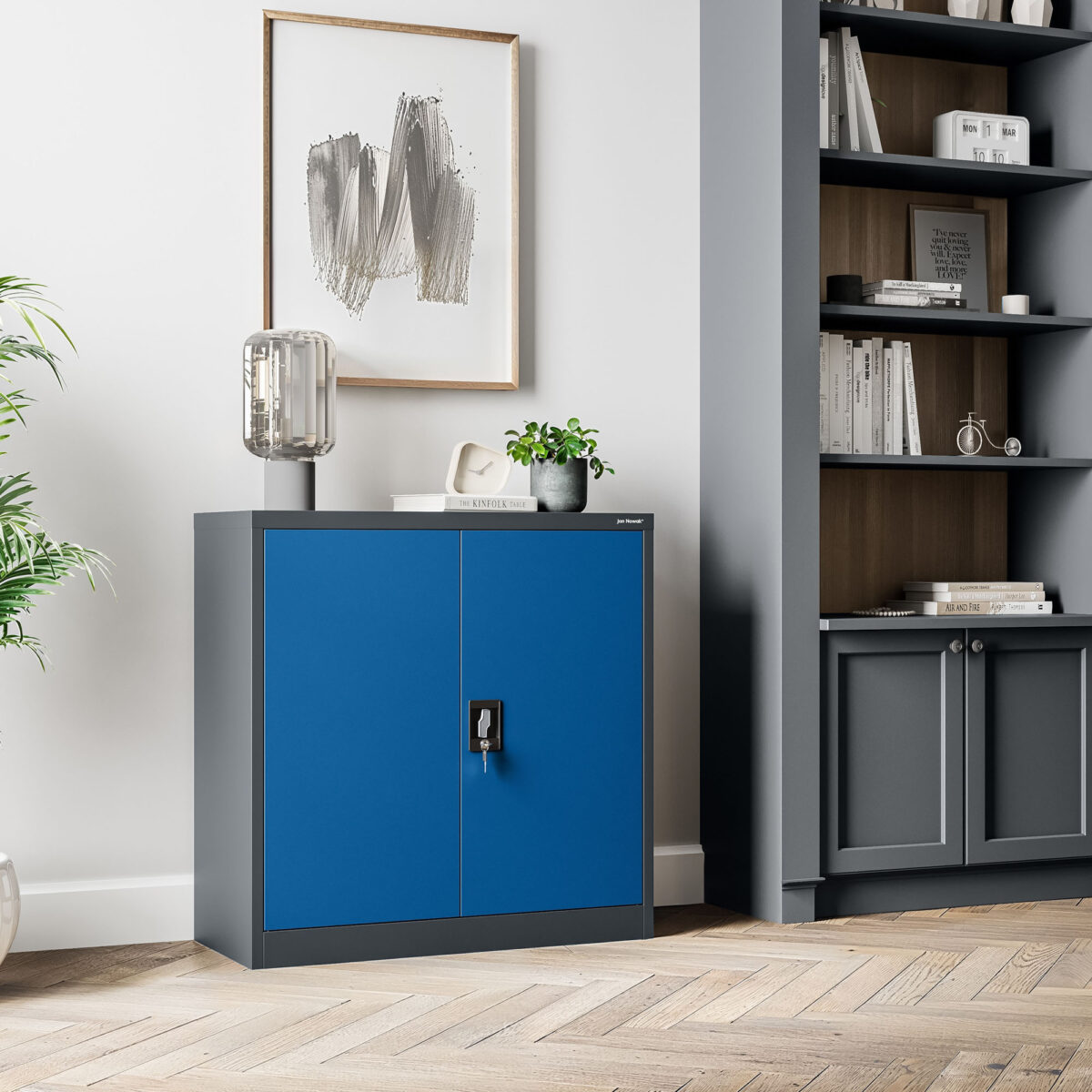 Szafka na akta osobowe, niska, antracytowo-niebieska, 900x930x400 mm: BEATA | Meble DUO beata anthracite blue wiz 4