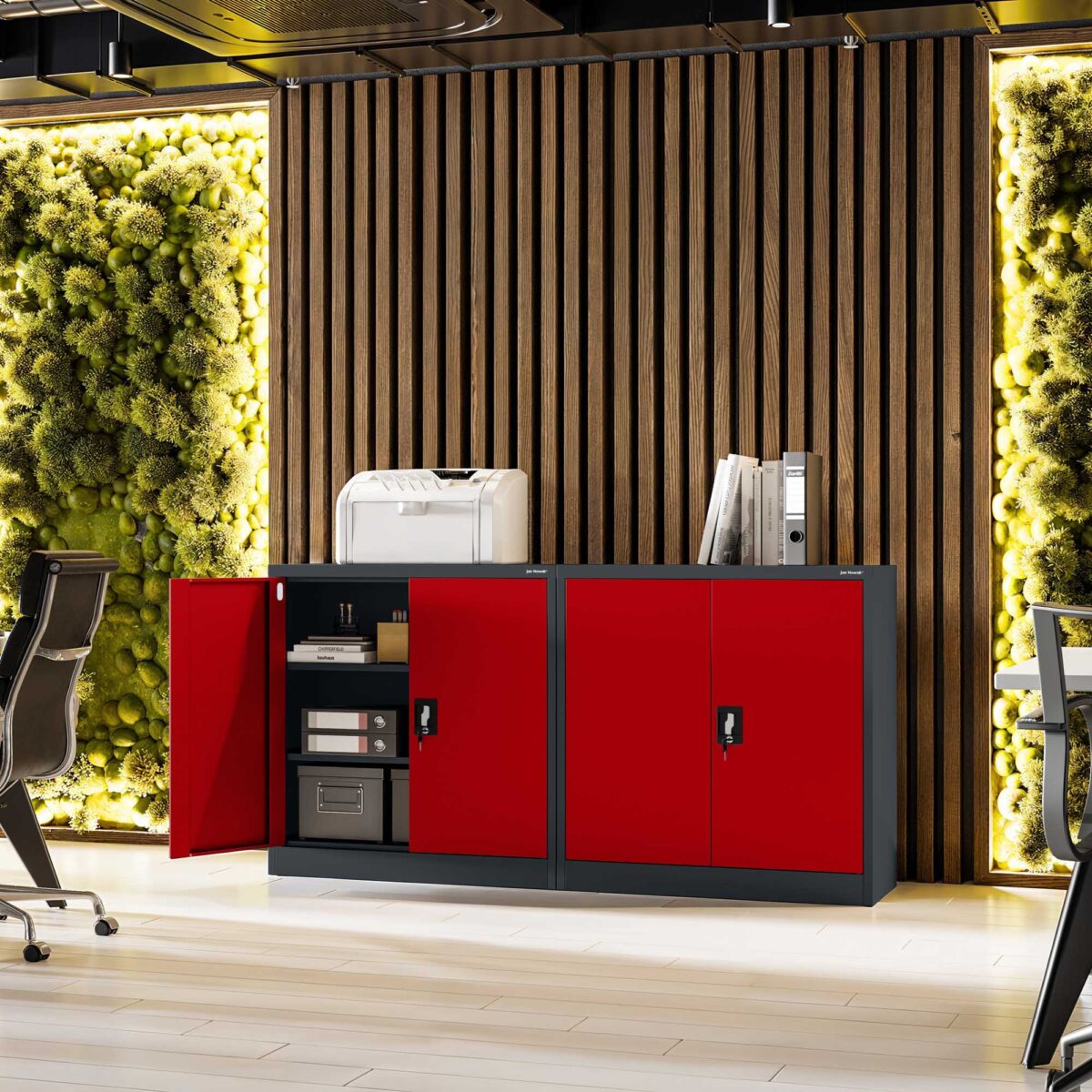 Szafka na akta osobowe, niska, antracytowo-czerwona, 900x930x400 mm: BEATA | Meble DUO beata anthracite red wiz 2