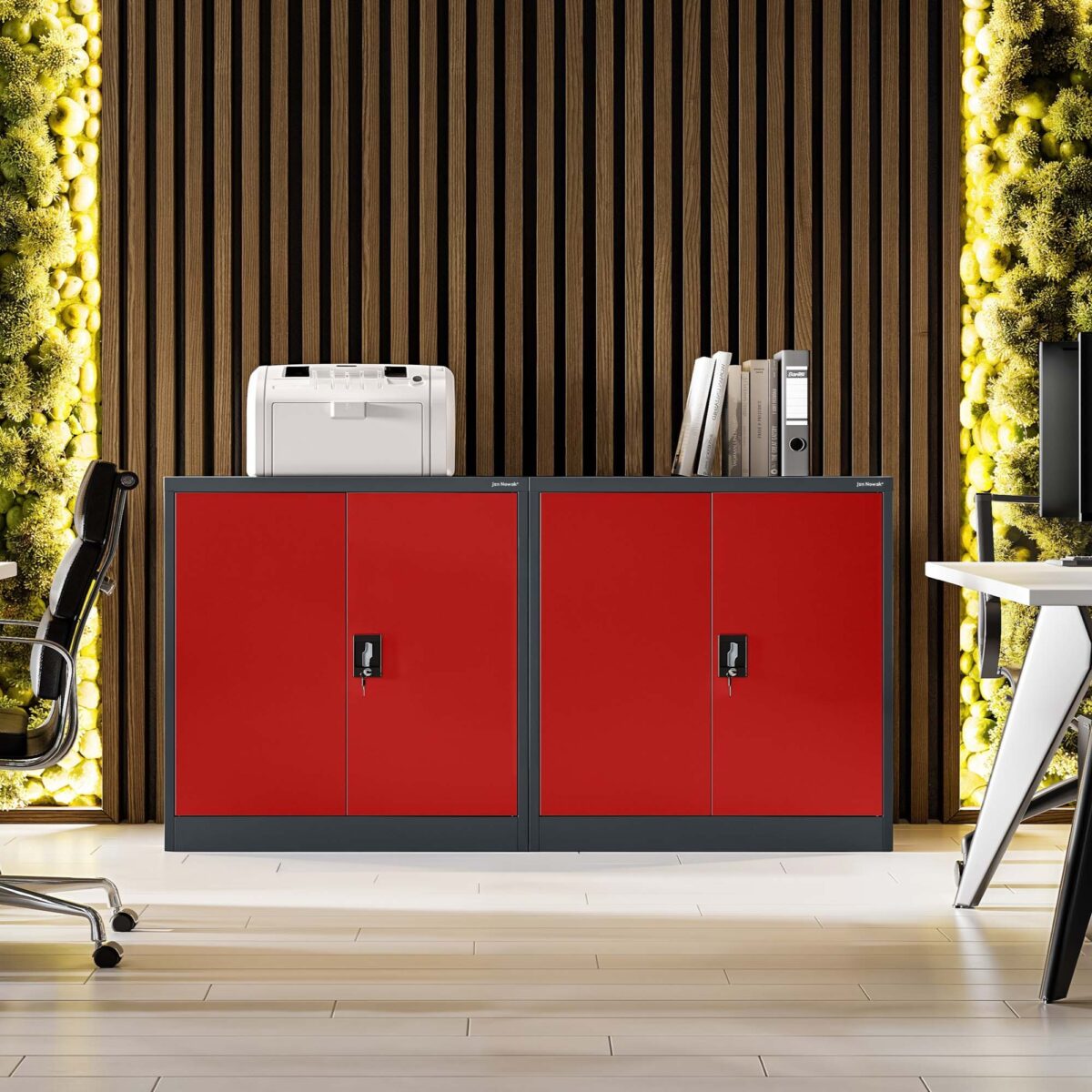 Szafka na akta osobowe, niska, antracytowo-czerwona, 900x930x400 mm: BEATA | Meble DUO beata anthracite red wiz 3