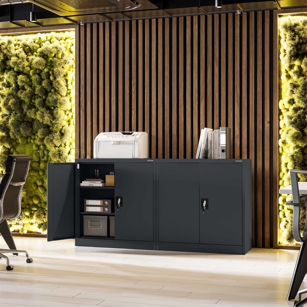 Szafka na akta osobowe, niska, antracytowa, 900x930x400 mm: BEATA | Meble DUO beata anthracite wiz 2