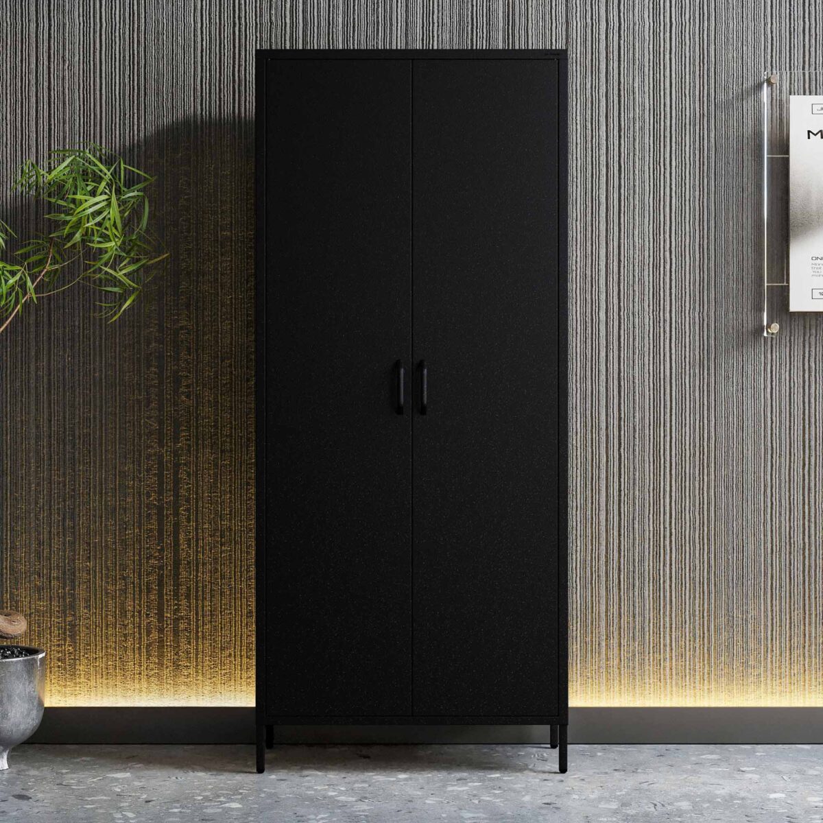Szafa na ubrania metalowa loftowa na nóżkach czarna, 800x1850x450 mm: FLAVIO Modern | Meble DUO flavio black wiz 5