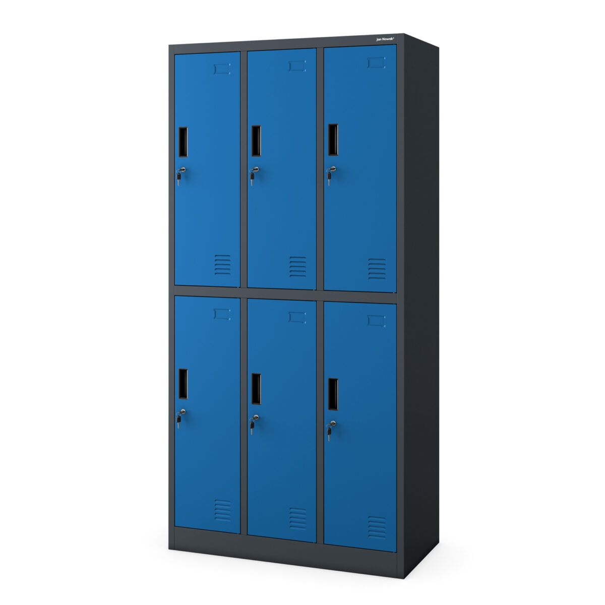 Szafka socjalna ubraniowa 6-drzwiowa antracytowo-niebieska, 900x1850x450 mm: IGOR | Meble DUO igor anthracite blue side closed