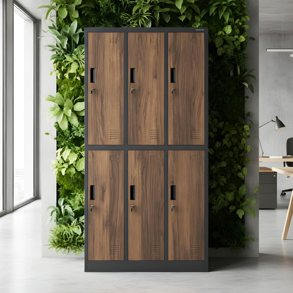 Szafa socjalna ubraniowa 6-drzwiowa antracytowa/orzech, 900x1850x450 mm: IGOR Eco Design | Meble DUO igor antracytowy orzech wiz 1