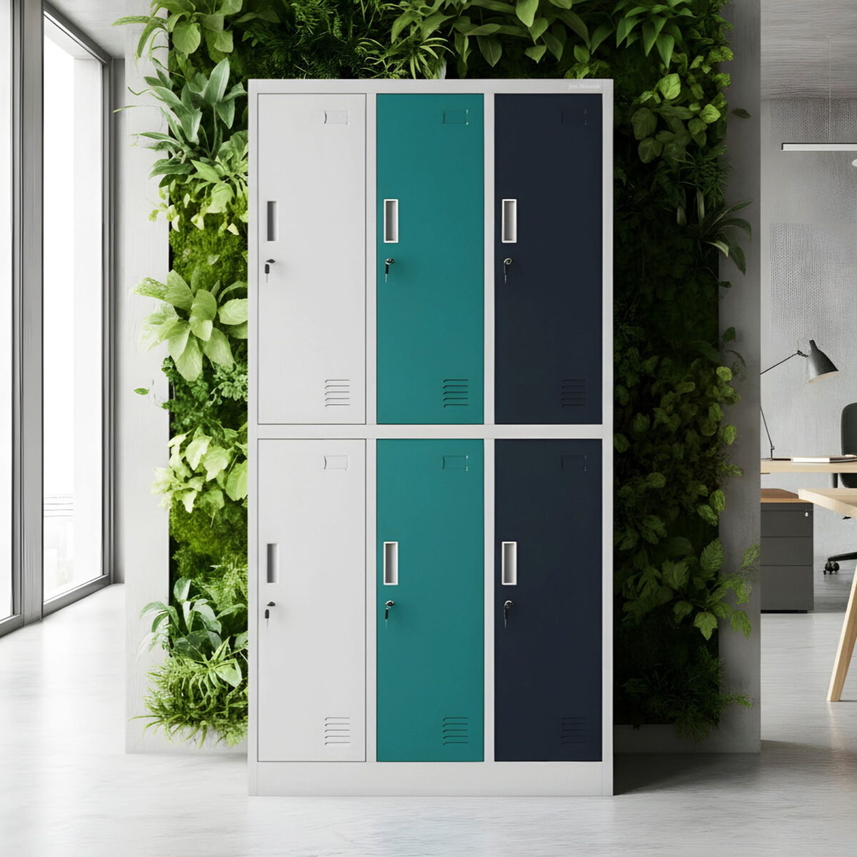 Szafka socjalna ubraniowa 6-drzwiowa szaro-wielokolorowa, 900x1850x450 mm: IGOR | Meble DUO igor grey multicolor wiz 2