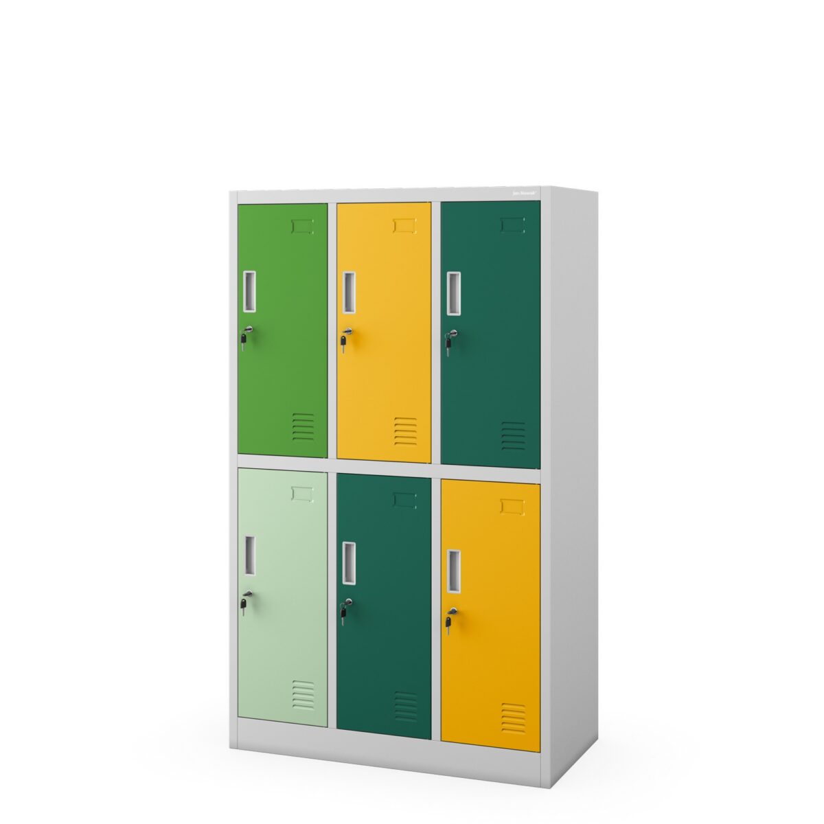 Szafka szkolna 6-komorowa szaro-wielokolorowa, 900x1500x450 mm: IGOREK | Meble DUO igorek szary multikolor bok zamknieta