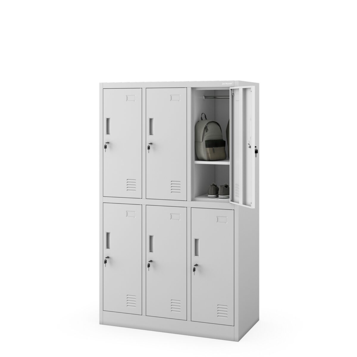 Szafka szkolna 6-komorowa szara, 900x1500x450 mm: IGOREK | Meble DUO igorek szary bok otwarta