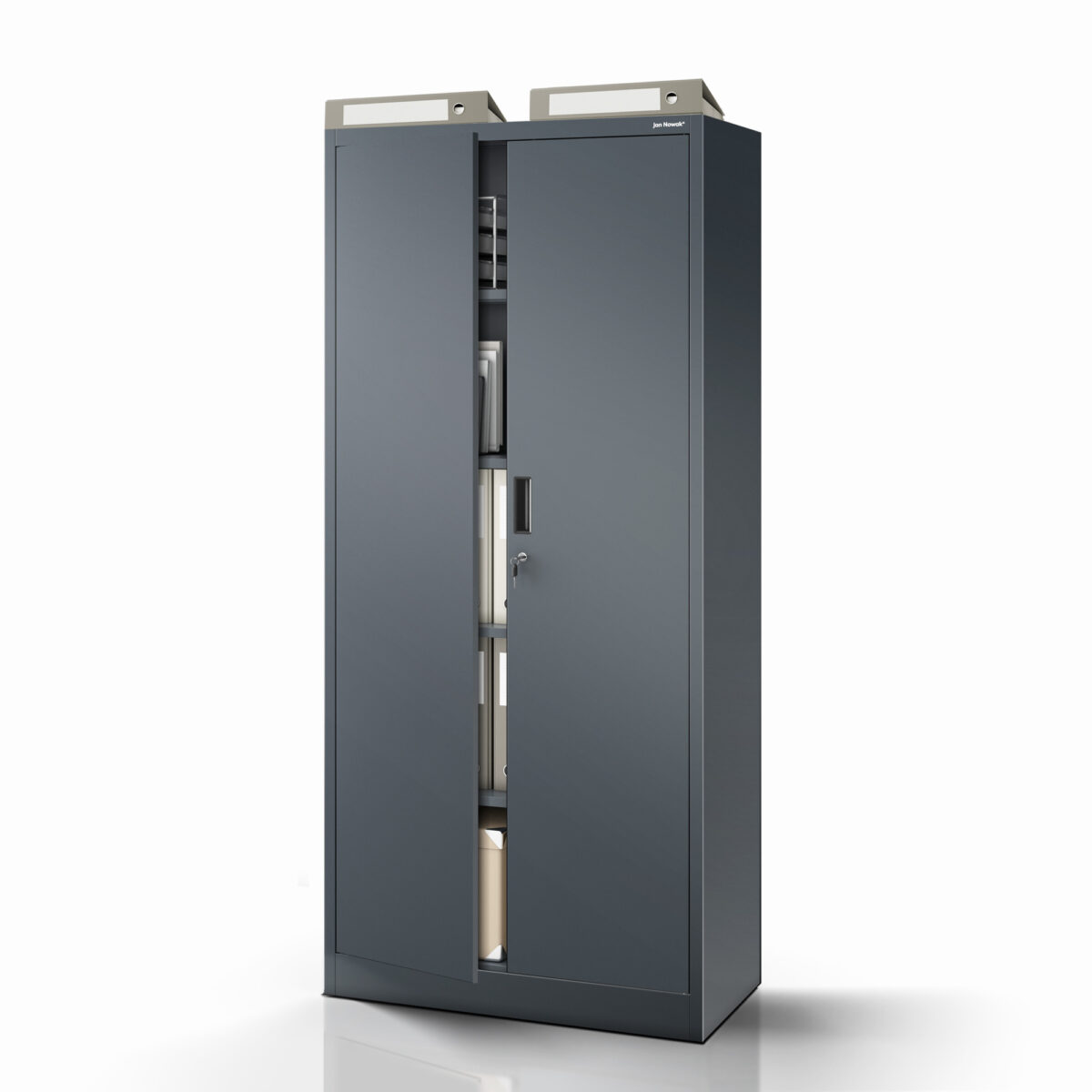 Szafa metalowa biurowa z 4 półkami antracytowa, 1750x800x400 mm: JAN Compact | Meble DUO jan compact anthracite feature en 1