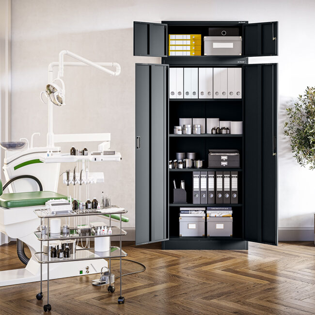 Szafa metalowa biurowa z 4 półkami antracytowa, 1750x800x400 mm: JAN Compact | Meble DUO jan ewa compact anthracite wiz 8 1