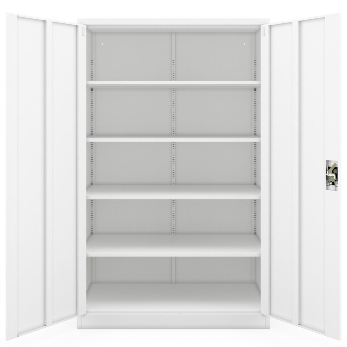 Szafa biurowa metalowa szeroka i głęboka biała, 1150x1850x600 mm: JAN II D600 | Meble DUO jan ii gl60 bialy przod otwarta 1