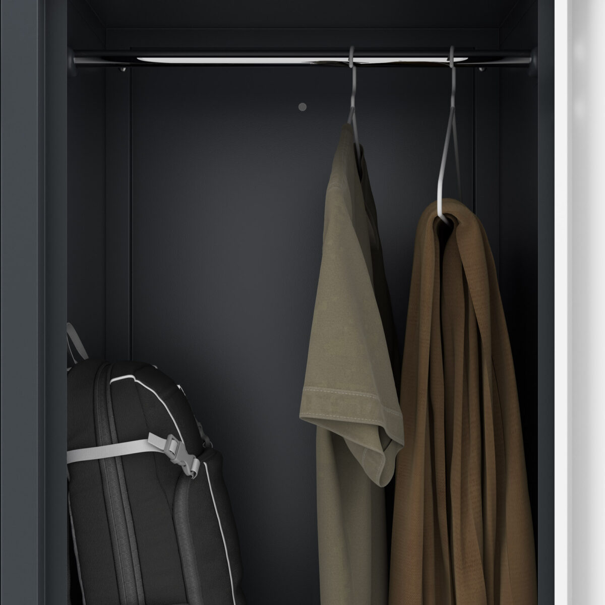Szafa socjalna ubraniowa typu l, czterokomorowa, antracytowo-biała, 800x1850x450 mm: JULIA | Meble DUO julia anthracite white detail hanger