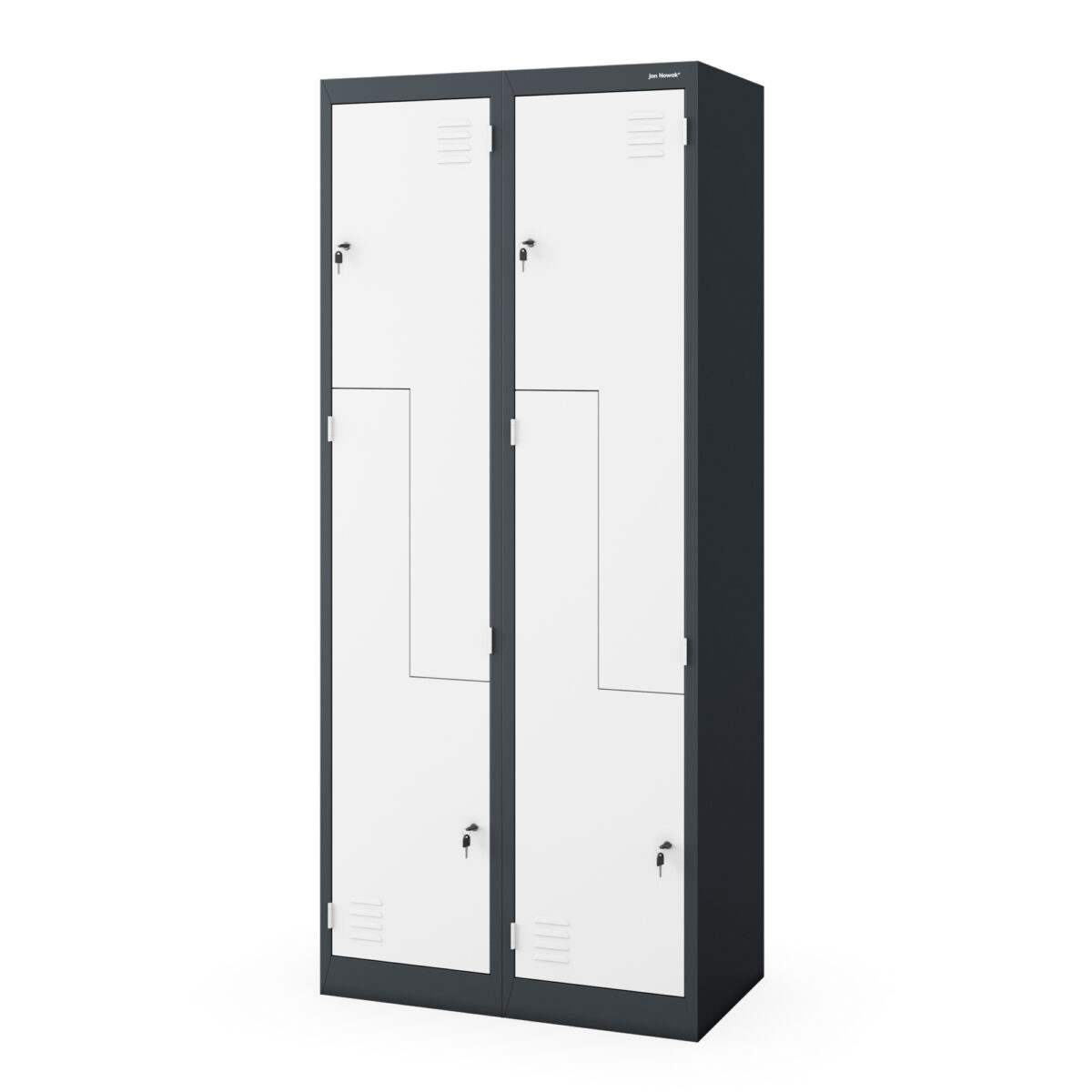 Szafa socjalna ubraniowa typu l, czterokomorowa, antracytowo-biała, 800x1850x450 mm: JULIA | Meble DUO julia anthracite white side closed