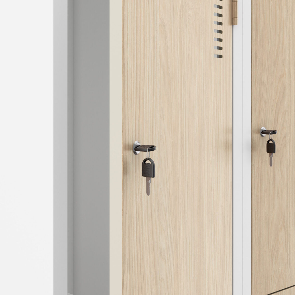 Szafa socjalna ubraniowa typu l, czterokomorowa, biała/dąb sonoma, 800x1850x450 mm: JULIA Eco Design | Meble DUO julia white oak sonoma detail lock