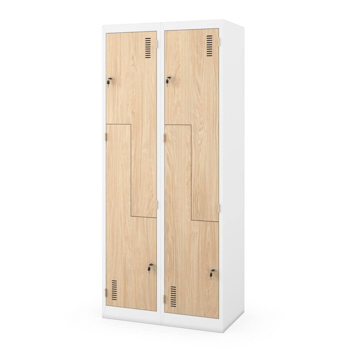 Szafa socjalna ubraniowa typu l, czterokomorowa, biała/dąb sonoma, 800x1850x450 mm: JULIA Eco Design | Meble DUO julia white oak sonoma side closed