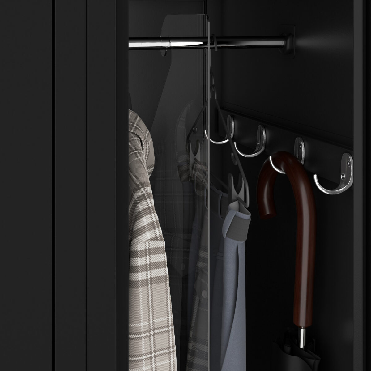 Szafka pracownicza ubraniowa wąska czarna, 600x1800x500 mm: KACPER II | Meble DUO kacper ii black detail divider 1