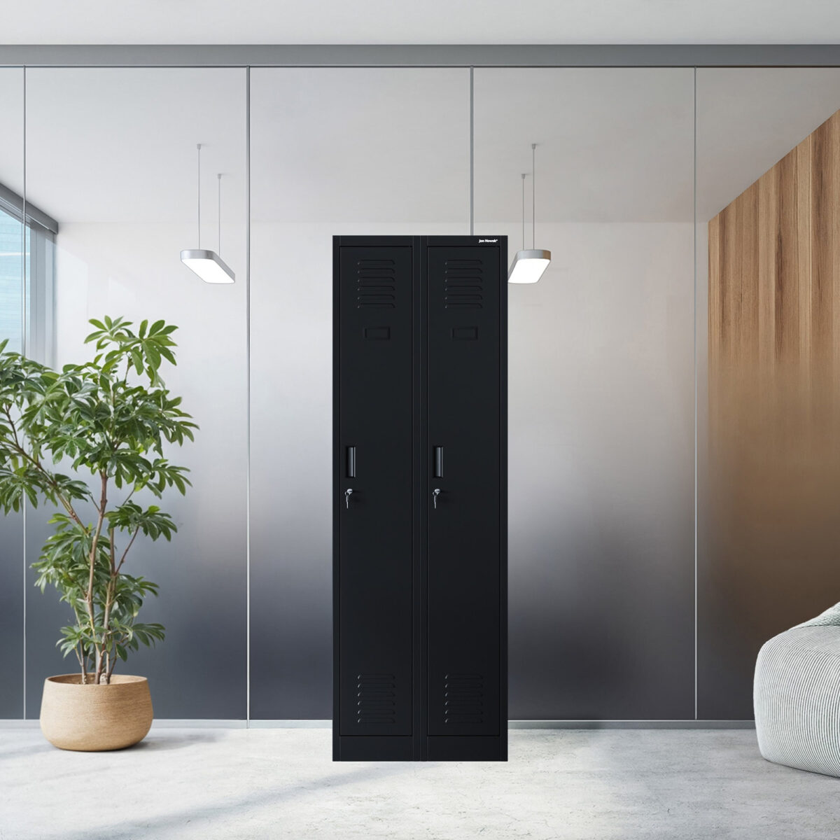 Szafka pracownicza ubraniowa wąska czarna, 600x1800x500 mm: KACPER II | Meble DUO kacper ii black wiz 1