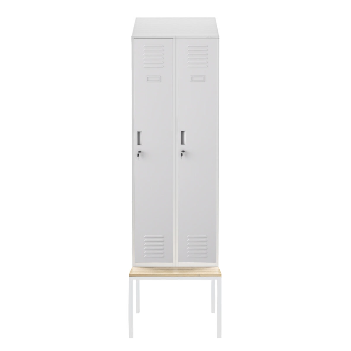 Szafka pracownicza ubraniowa wąska z ławką i daszkiem szara, 600x2295x850 mm: KACPER II PRO | Meble DUO kacper ii pro grey 3