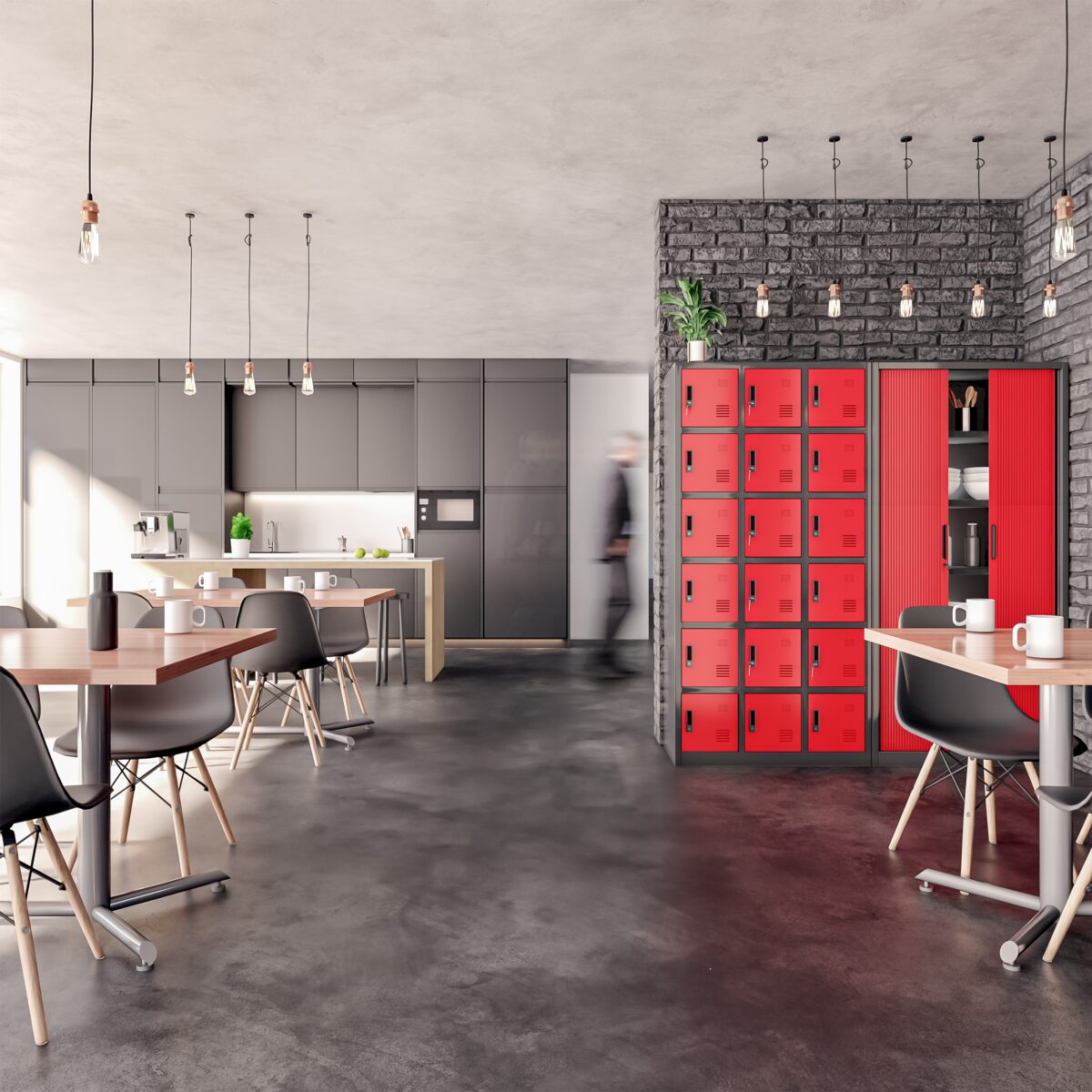 Szafka pracownicza skrytkowa 18-skrytkowa antracytowo-czerwona, 900x1850x400 mm: KAROL | Meble DUO karol czerwony 05d24d24