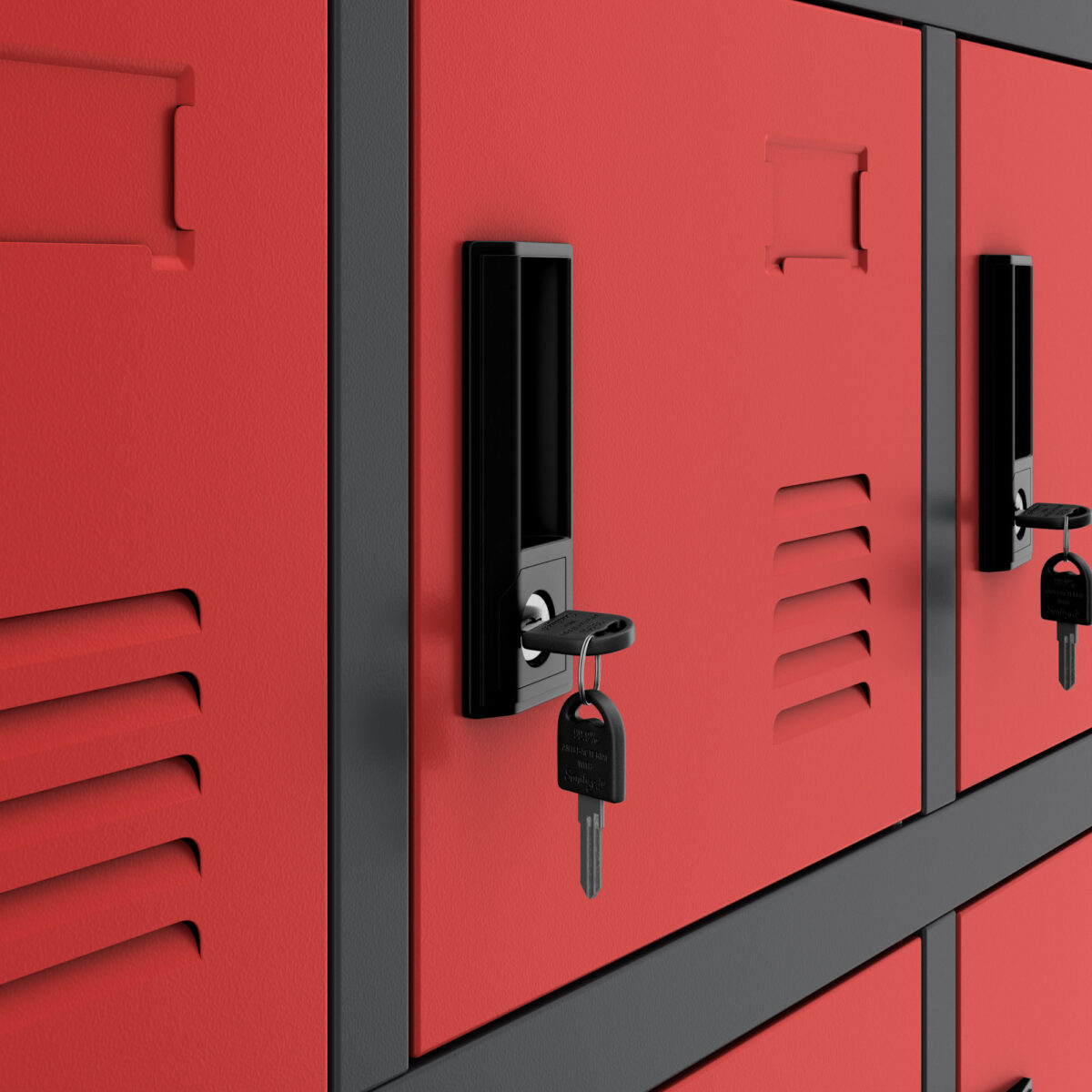 Szafka pracownicza skrytkowa 18-skrytkowa antracytowo-czerwona, 900x1850x400 mm: KAROL | Meble DUO karol anthracite red detail lock