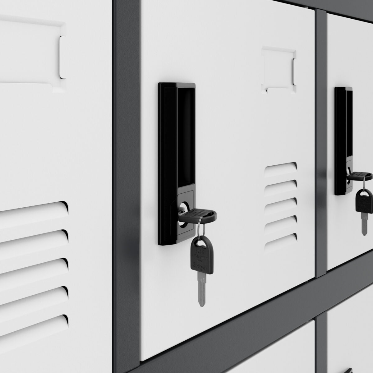 Szafka pracownicza skrytkowa 18-skrytkowa antracytowo-biała, 900x1850x400 mm: KAROL | Meble DUO karol anthracite white detail lock