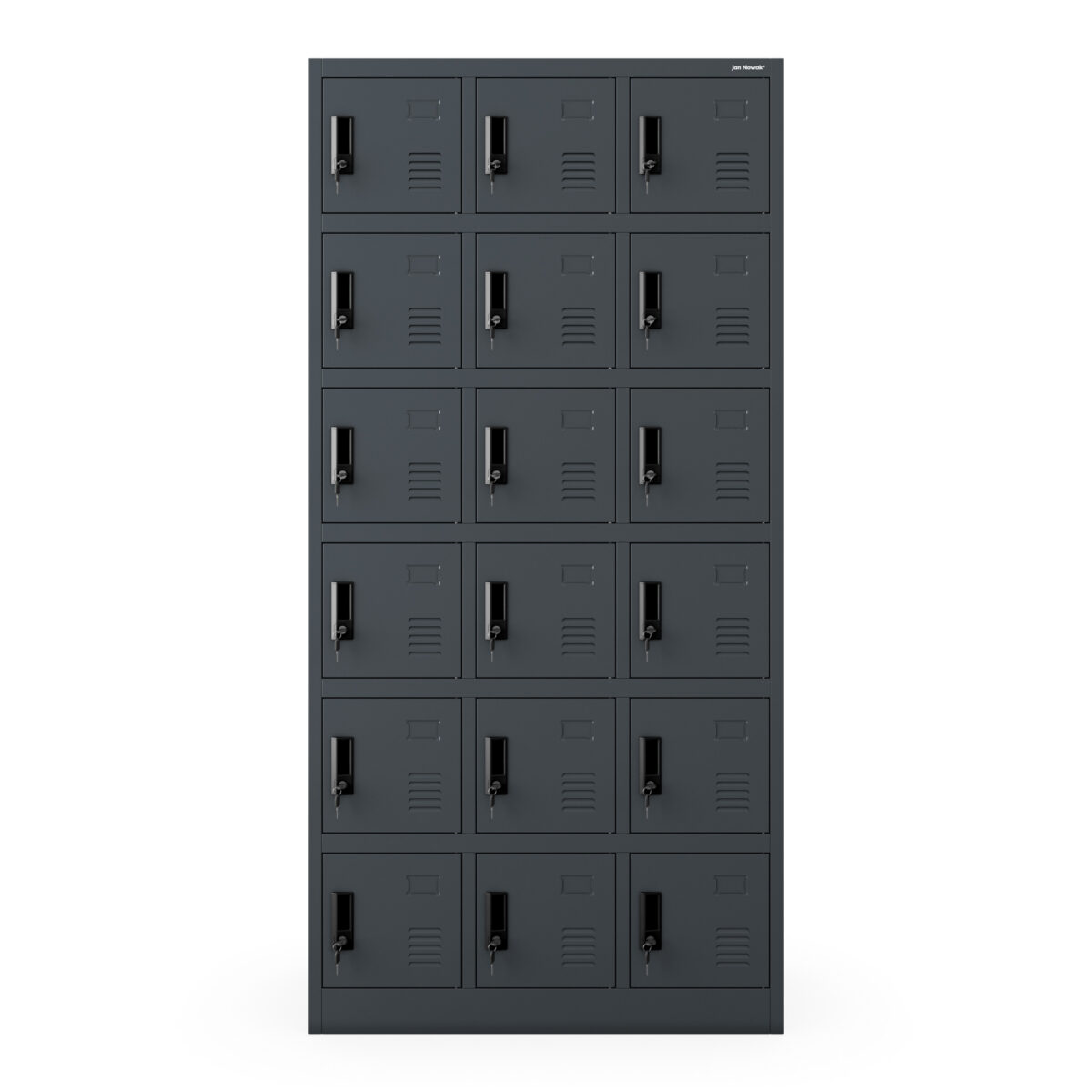 Szafka pracownicza skrytkowa 18-skrytkowa antracytowa, 900x1850x400 mm: KAROL | Meble DUO karol anthracite front closed