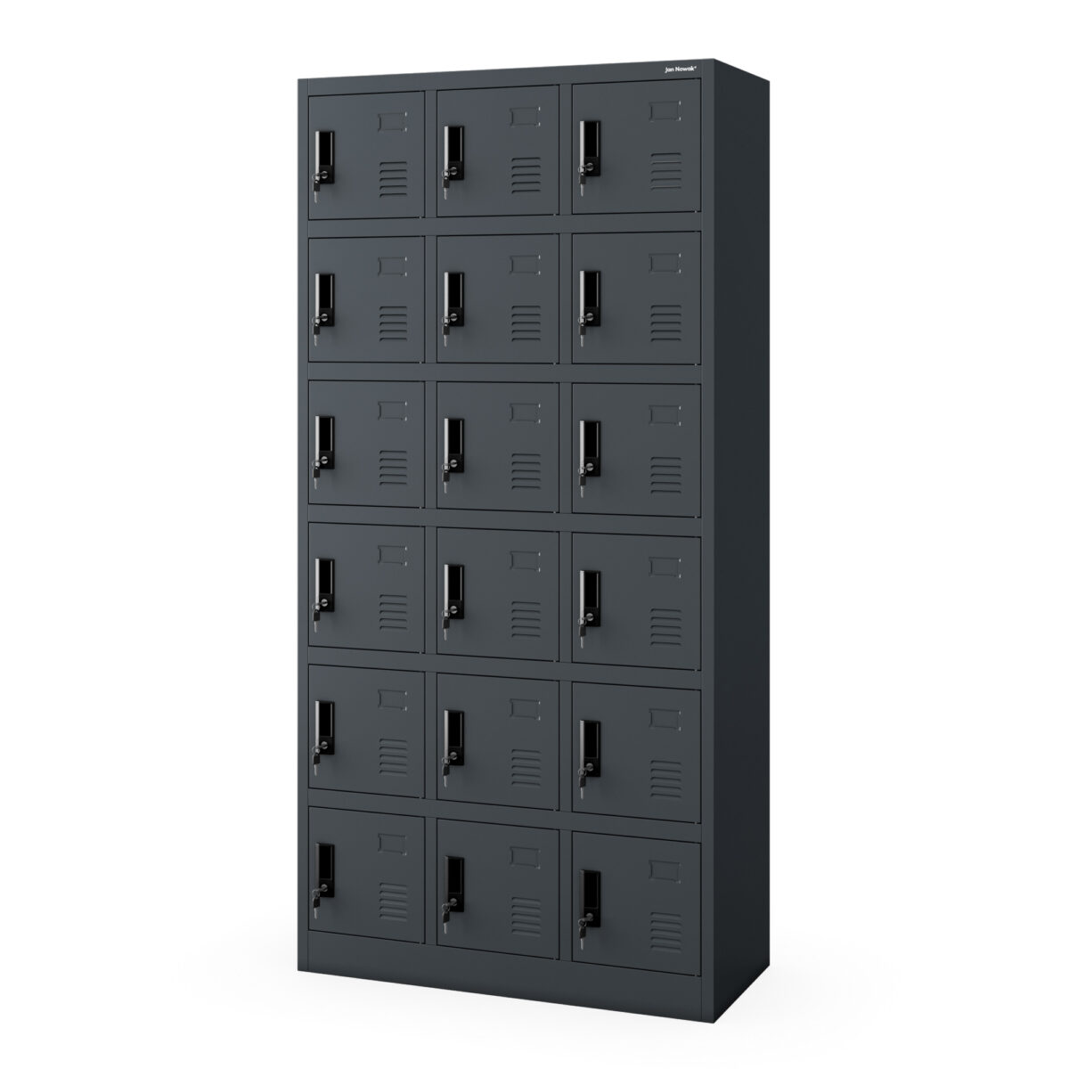 Szafka pracownicza skrytkowa 18-skrytkowa antracytowa, 900x1850x400 mm: KAROL | Meble DUO karol anthracite side closed