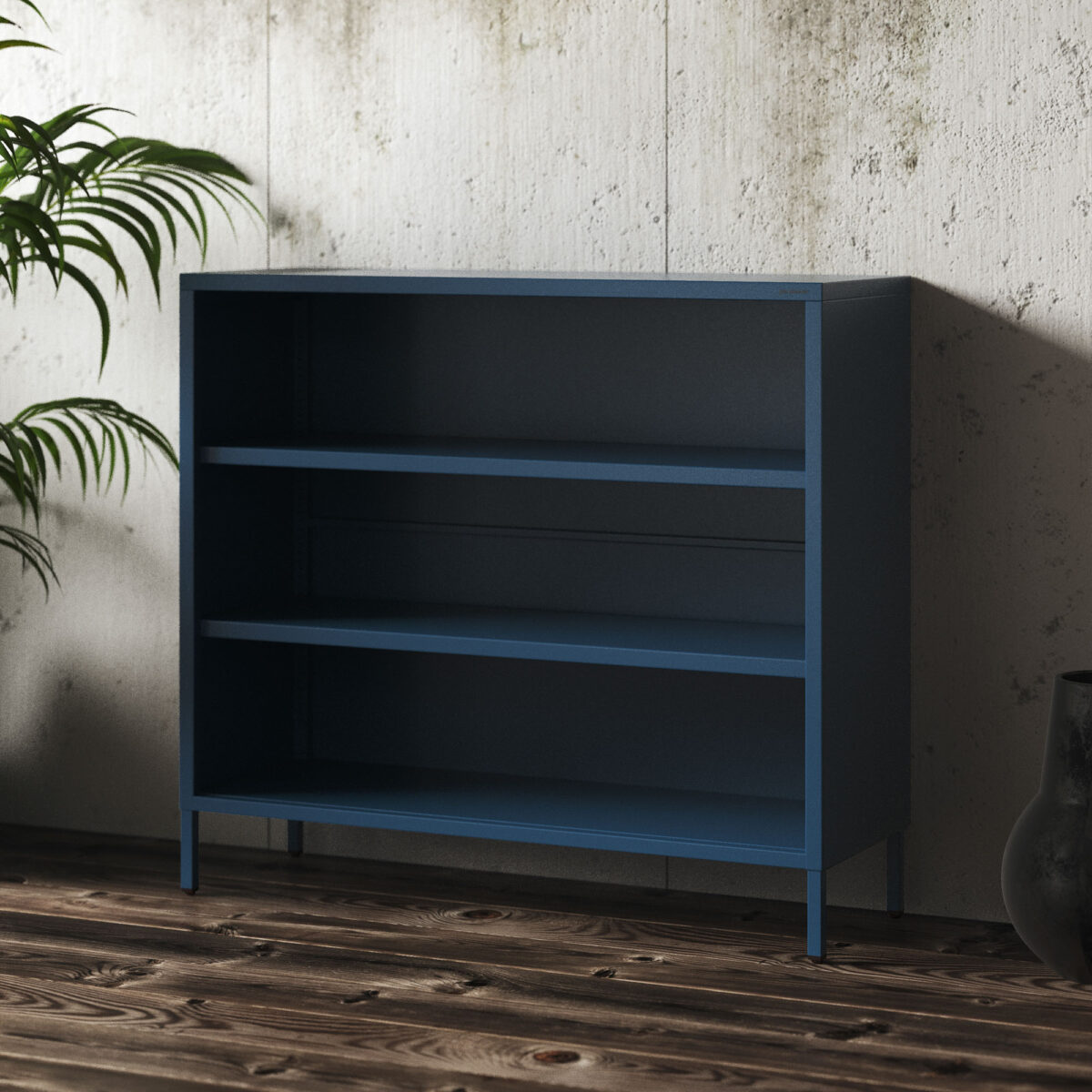 Regał niski metalowy otwarty na nóżkach granatowy, 1000x900x350 mm: LUCA Modern | Meble DUO luca navy blue wiz 1