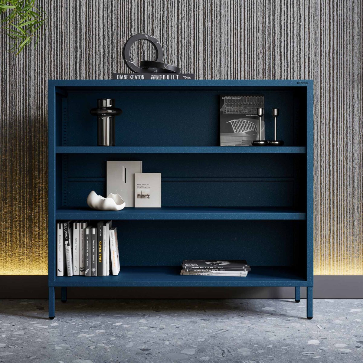 Regał niski metalowy otwarty na nóżkach granatowy, 1000x900x350 mm: LUCA Modern | Meble DUO luca navy blue wiz 9