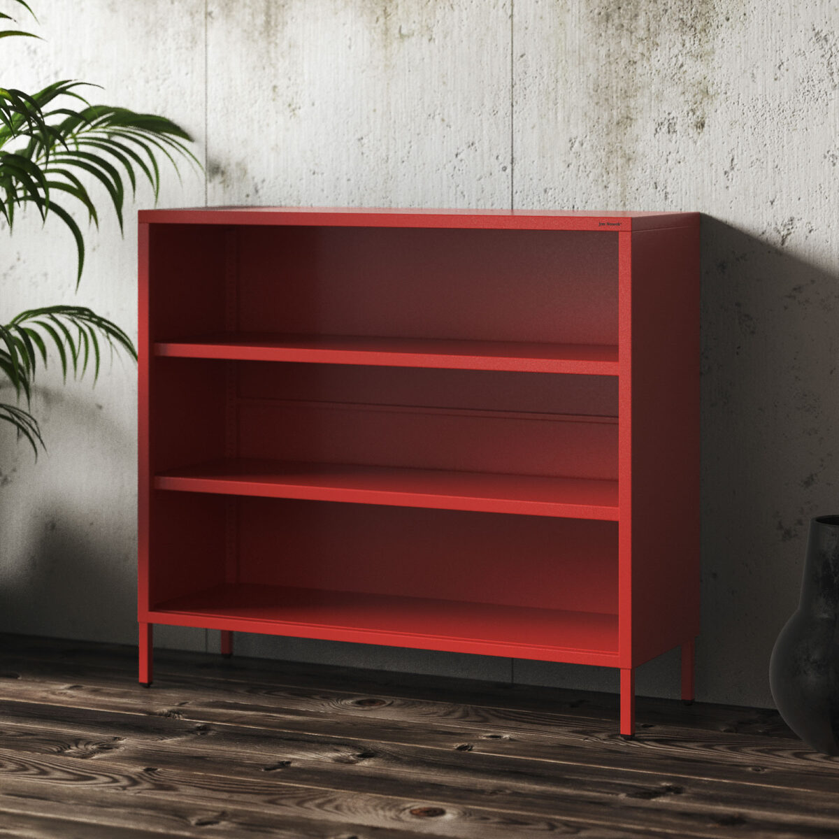 Regał niski metalowy otwarty na nóżkach czerwony, 1000x900x350 mm: LUCA Modern | Meble DUO luca red wiz 1