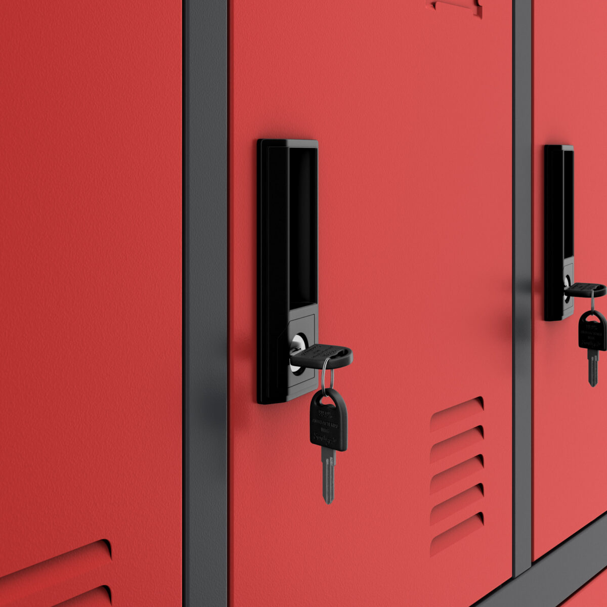 Szafka skrytkowa socjalna 12-skrytkowa antracytowo-czerwona, 900x1850x400 mm: MARCIN | Meble DUO marcin anthracite red detail lock